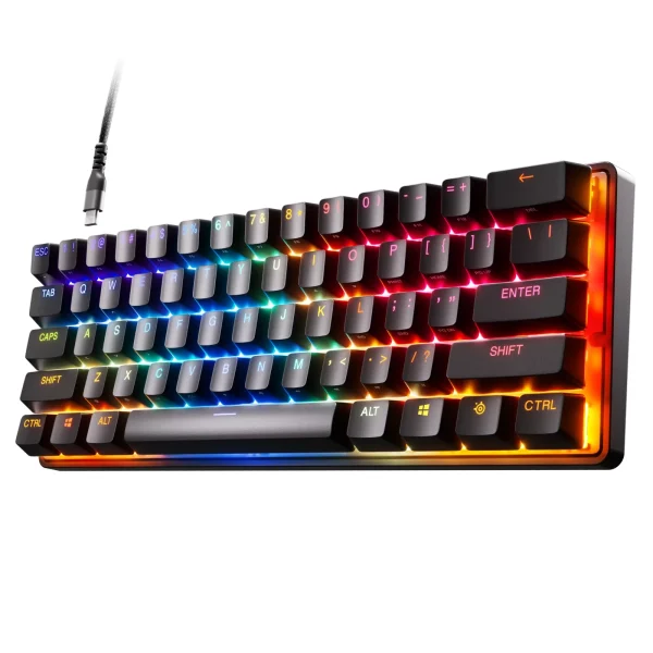 SteelSeries - Apex 9 Mini 60% Wired OptiPoint Adjustable Actuation Switch Gaming Keyboard with RGB Lighting - Black - MadeInUSA