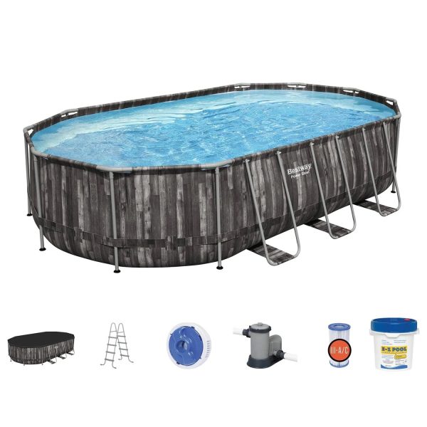 Bestway 5611SE-BW Power Steel Frame 20 x 12 x 4 Foot Above Ground Oval Pool Set - MadeInUSA - Image 4