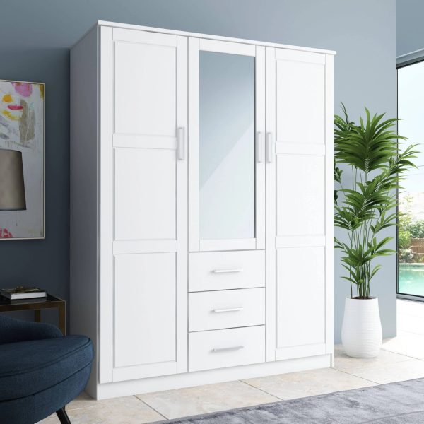 100% Solid Wood Cosmo 3-Door Wardrobe with Raised Panel Doors, Gray - Palace Imports 7115D - MadeInUSA - Image 10