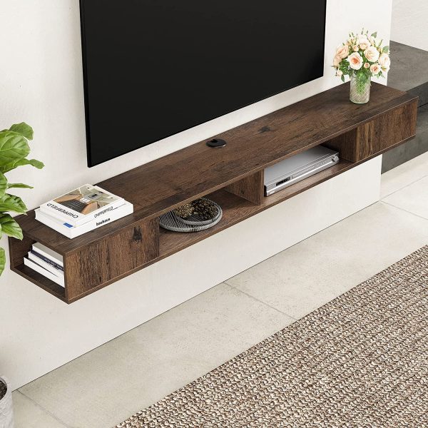 FDIGLUL 70in TV Stand Entertainment Center Media Console  Wall Mounted  Media Console Cabinet for  for 65/70/75 Inch TVs  Brown - MadeInUSA - Image 4