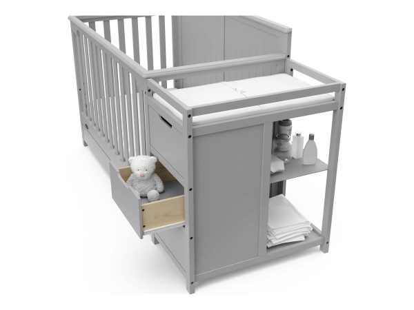 Graco Hadley 5-in-1 Convertible Crib and Changer with Drawer Pebble G - MadeInUSA - Image 7