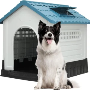 Inch Dog House For Large Dogs, Outside Insulated Plastic Dog Shelter, Weather-Proof Sturdy Dog Kennel With Elevated Floor And s, Easy Assembly Indoor Outdoor Doghouse - MadeInUSA