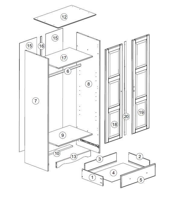 Palace Imports 5643 Flexible Mocha Solid Wood Wardrobe - MadeInUSA - Image 11