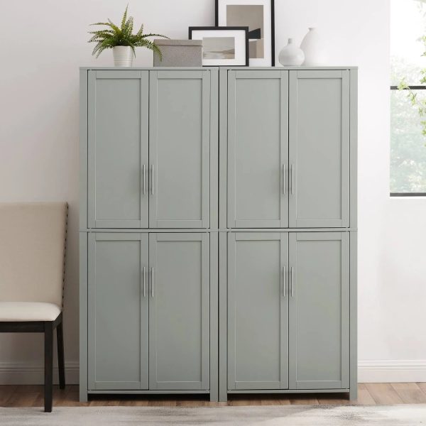 Crosley Furniture Savannah 2pc Pantry Set Gray - 2 Pantries - MadeInUSA - Image 2