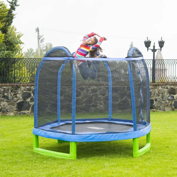 Bounce Pro 7-Foot My First Trampoline Hexagon (Ages 3-10) for Kids, Blue/Green - MadeInUSA - Image 3