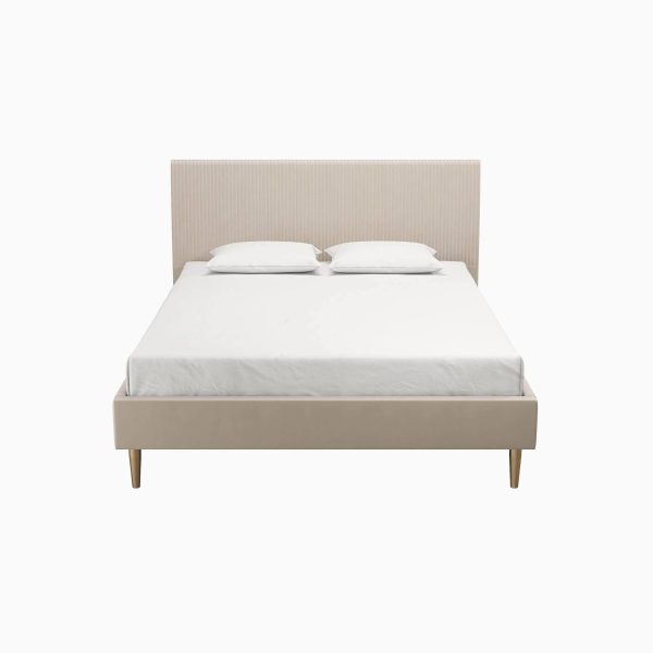Mr. Kate Daphne Upholstered Modern Platform Bed - Ivory Velvet - Queen - MadeInUSA - Image 5