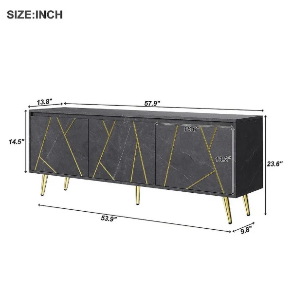 Modern TV Stand for 65"TV, Media Console Table, with Large Storage Cabinet - MadeInUSA - Image 2