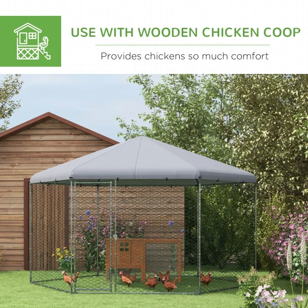 PawHut 13.1 ft x 11.4 ft Chicken Coop for 10-15 Chickens, Ducks, Rabbits - MadeInUSA - Image 4