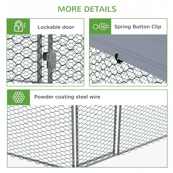 PawHut 13.1 ft x 11.4 ft Chicken Coop for 10-15 Chickens, Ducks, Rabbits - MadeInUSA - Image 6