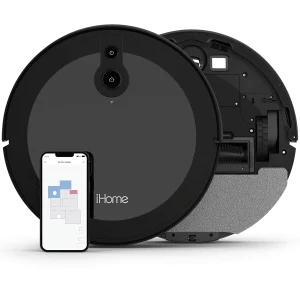 iHome AutoVac Luna 2-in-1 Front LIDAR Robot Vacuum and Vibrating Mop, Strong Suction - MadeInUSA