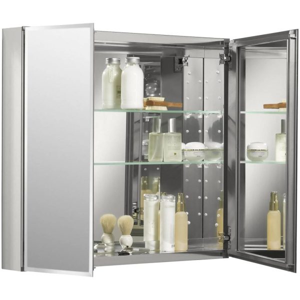 Kohler Aluminum Two Door Medicine Cabinet with Mirrored Door, 30 x 26" - MadeInUSA - Image 10