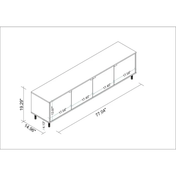 Mosholu 77.04 TV Stand with 4 Shelves in White and Nut Brown - MadeInUSA - Image 2