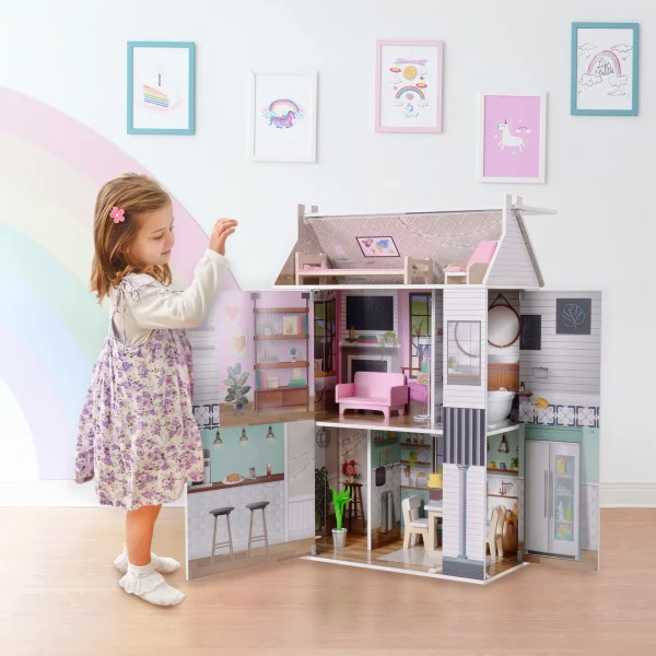 Olivia's Little World Openable Wooden Dollhouse for 12 Dolls - MadeInUSA - Image 2