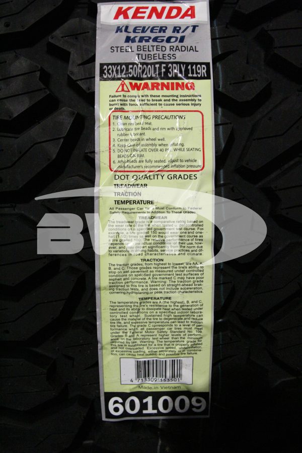 Kenda 601009 Klever R/T (KR601) R20 119R Tire - MadeInUSA - Image 3