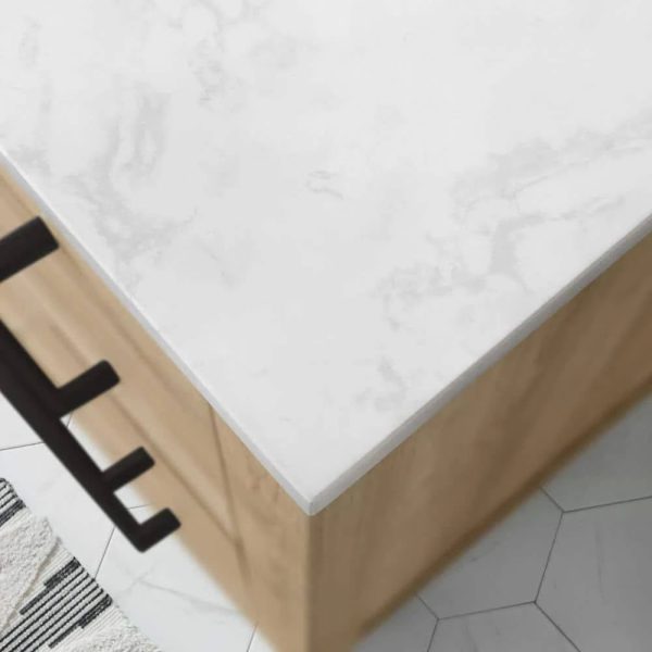 Glacier Bay Huckleberry 42 in. W x 19 in. D x 34 in. H Single Sink Bath Vanity in Weathered Tan with White Engineered Marble Top - MadeInUSA - Image 4