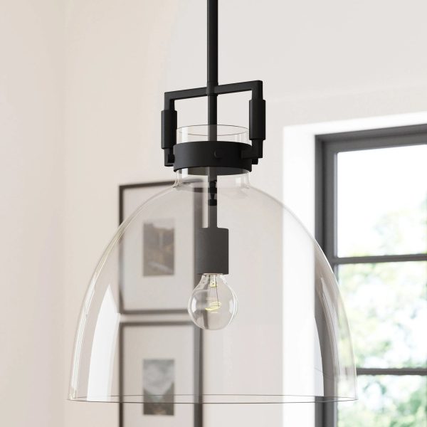 Nathan James Leigh Ceiling Hanging Pendant Light with Oversized Shade and Adjustable Cord - Black Metal - MadeInUSA - Image 8