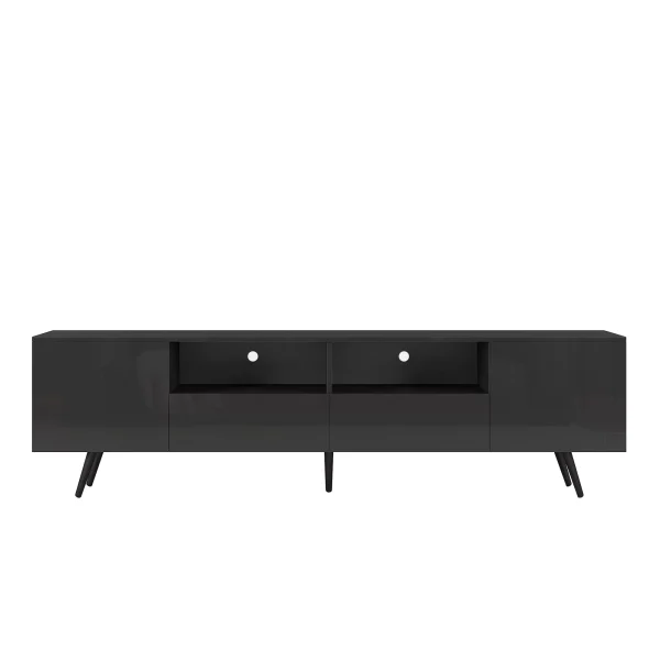 SESSLIFE Entertainment Center with LED Lights, Modern TV Stand for 75 inch TV, TV & Media Furniture with Storage, Media Table for Living Room, Bedroom (Black) - MadeInUSA - Image 5