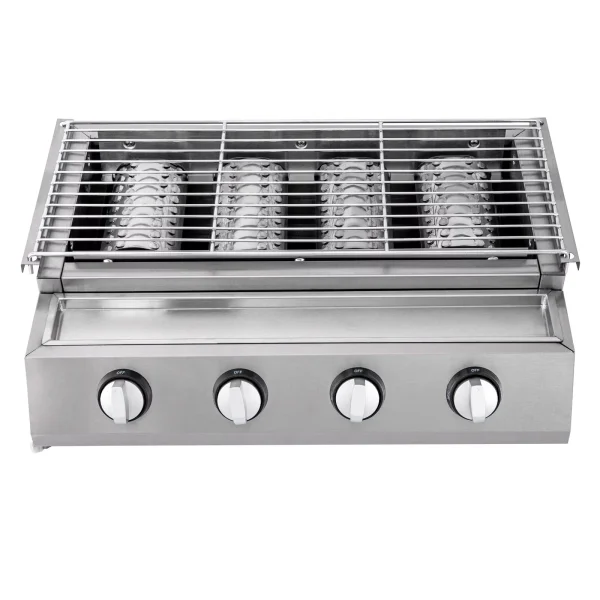 ZhdnBhnos 4-Burner BBQ Propane Gas Grill Stainless Steel Outdoor Camping Picnic Roast Smokeless Grill Portable Barbecue Griddle - MadeInUSA - Image 3