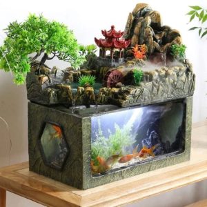 LED Light Resin Statue Fountain Waterfall Landscape Ornaments Feng Shui Ornaments - MadeInUSA