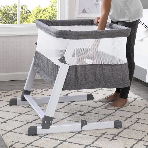 Simmons Kids Room2Grow Newborn Bassinet to Infant Sleeper Grey Tweed - MadeInUSA - Image 9