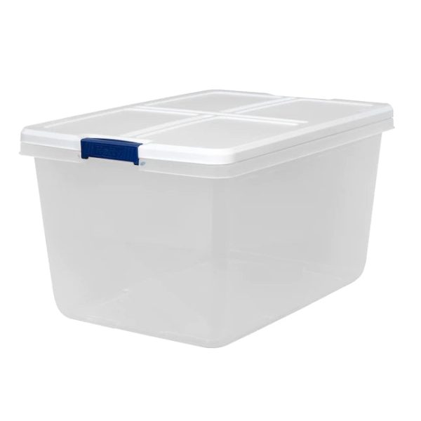 Hefty Medium 16.5Gallon 66Quart Clear Storage Container with White Lid Weatherproof Tote with Latching Lid - MadeInUSA - Image 6