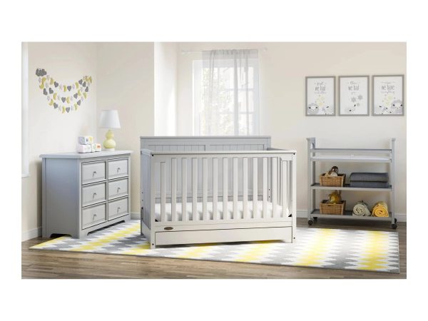 Graco Hadley 4-in-1 Convertible Crib with Drawer - Pebble Gray - MadeInUSA - Image 4