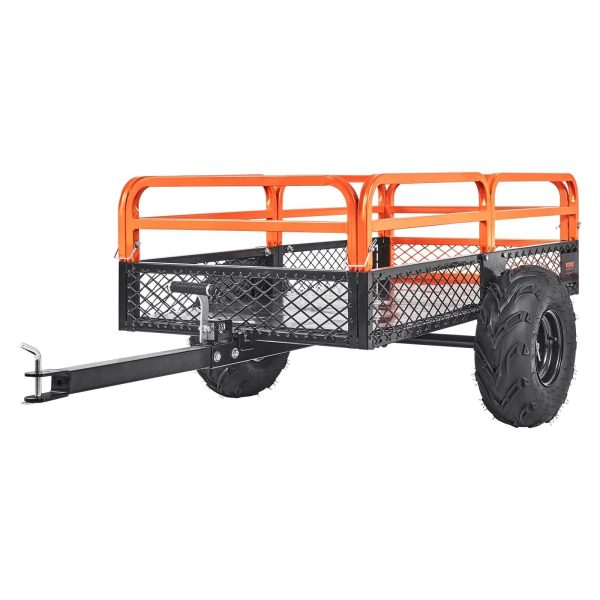 VEVOR Heavy Duty Steel ATV Dump Trailer, 1500-Pound Load Capacity 15 Cubic Feet, Tow Behind Dump Cart Garden Trailer, with Removable Sides and 2 - MadeInUSA