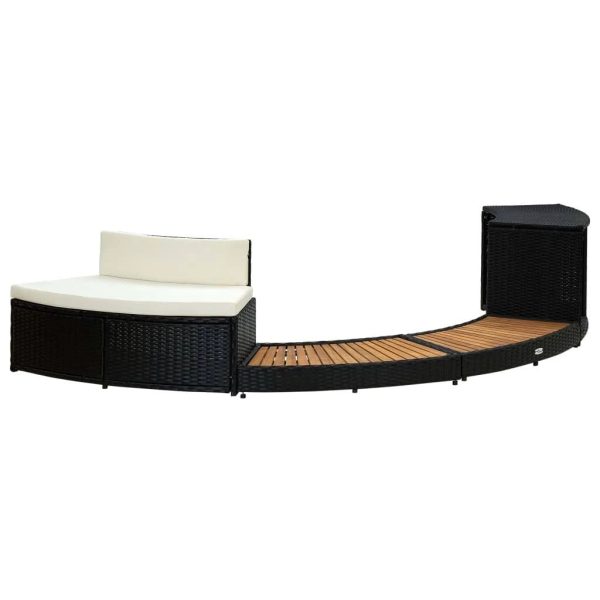 vidaXL Spa Surround Black Poly Rattan and Acacia Wood - MadeInUSA - Image 3