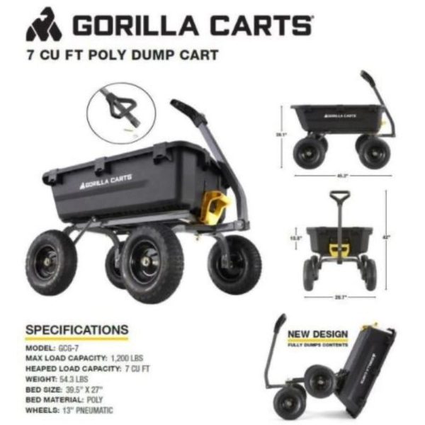 Gorilla Carts 7-cu ft Poly Yard Cart | GCG-7 - MadeInUSA - Image 4