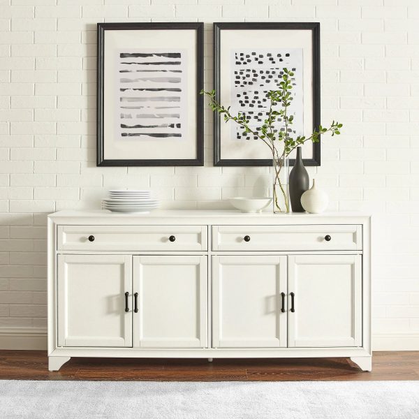 Crosley Tara Distressed White Sideboard - MadeInUSA - Image 9