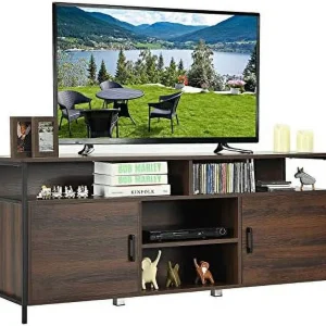 NLTBONNIE TV Stand for TVs up to 65u201D  58u201D TV Console Table w/ 2 Cabinets &amp; Adjustable   Media Entertainment Center w/Cable Manage Holes  TV  Cabinet for Living Room (Rustic - MadeInUSA