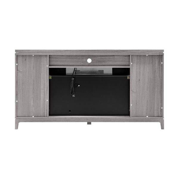 Gray 2265FM-36-331 Allen + Roth 66-inch W Mushroom Oak Infrared Quartz Electric Fireplace - MadeInUSA - Image 3