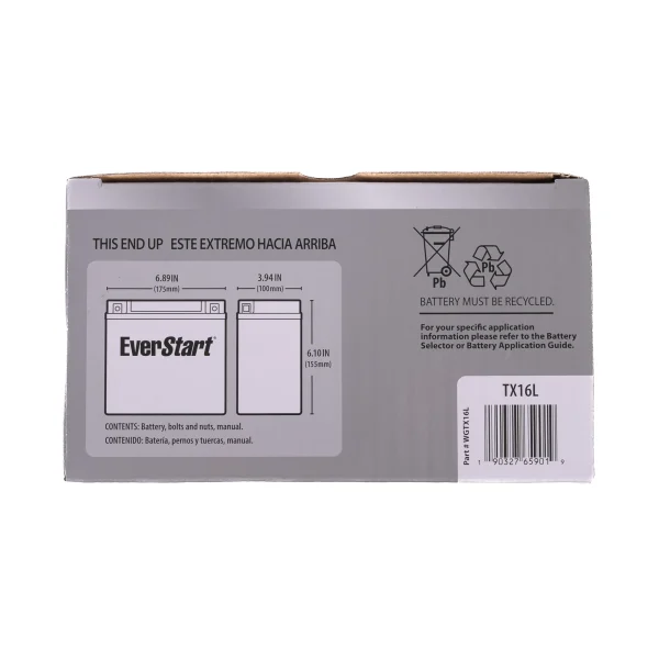 TX16L EverStart AGM Factory Activated Powersport 12 Volt Battery 230 CCA 14 RC - MadeInUSA - Image 5