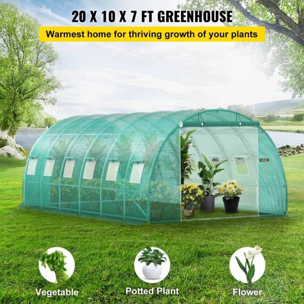 VEVOR Walk-In Greenhouse 10-20' Hot Planter House Gardening Galvanized Frame - 20'x10'x7' - MadeInUSA - Image 9
