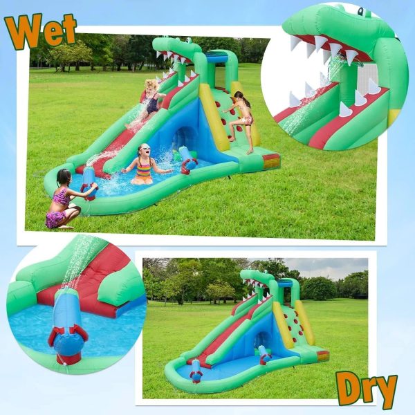 Inflatable Water Slides for Kids - Kinsuite Inflatable Bounce House Water Slide w/Jumping Area Climbing Wall Water Cannon Splash Pool Tunnel Indoor - MadeInUSA - Image 4