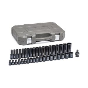 12 in. Drive 6Point Standard and Deep Metric Impact Socket Set 39Piece - MadeInUSA