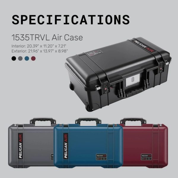 Pelican 1535TRVL Wheeled Air Carry-On Case with Travel Organizer - Red - MadeInUSA - Image 6
