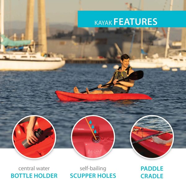 Lifetime Hydros 101 Kayak, Fire Red (91234) - MadeInUSA - Image 4