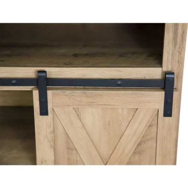ZIQIAN TV Stand Sliding Barn Door Farmhouse Wood Entertainment Center, Storage Cabinet Table Living Room with Adjustable Shelves for TVs Up to 65", Reclaimed Barnwood - MadeInUSA - Image 3