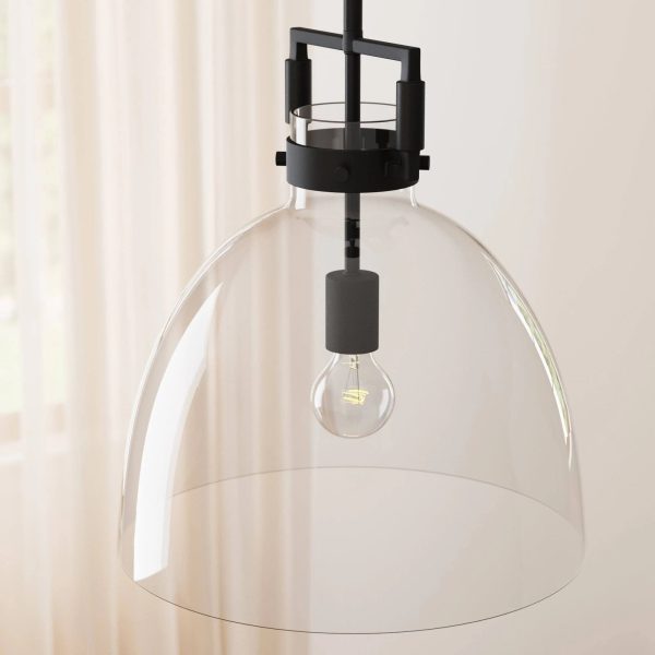 Nathan James Leigh Ceiling Hanging Pendant Light with Oversized Shade and Adjustable Cord - Black Metal - MadeInUSA - Image 11