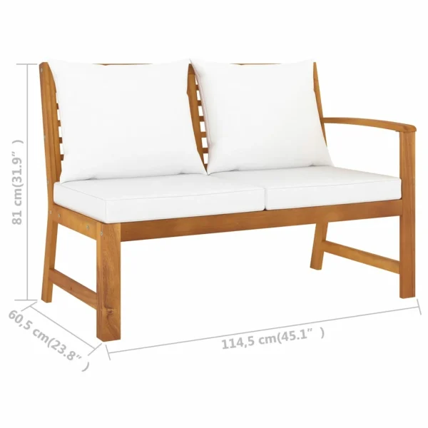Anself Outdoor Bench with Cushion and Left Armrest Patio Porch Chair Acacia Wood for Backyard, Balcony, Park, Lawn, School Playground, College 45.1 x 23.8 x 31.9 Inches (W x D x H) - MadeInUSA - Image 6