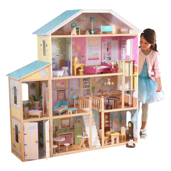 KidKraft Majestic Mansion Wooden Dollhouse with 34 Accessories - MadeInUSA