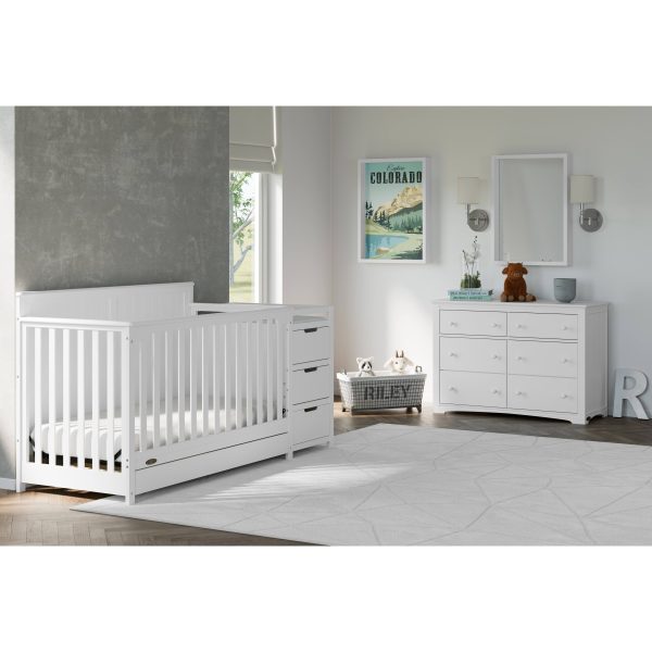 Graco Hadley 4-in-1 Convertible Crib and Changer with Drawer (White) - MadeInUSA - Image 2