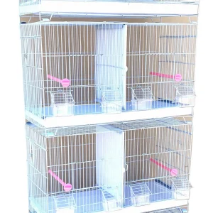 Combo-4 of Stack & Lock Double Breeding Breeder Flight Bird Quail Aviary Canary Finch Cage with Center Wire and Solid Dividers Side Breeding Nest Doors - MadeInUSA