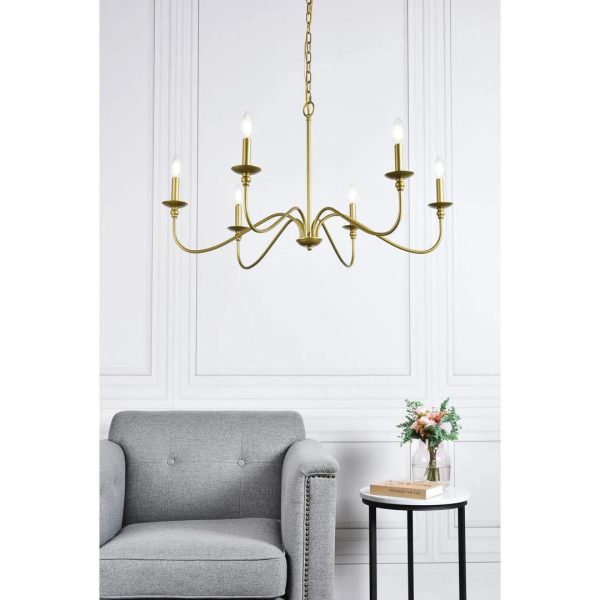Ableton 6 - Light Candle Style Classic / Traditional Chandelier Birch Lane Finish: Brass, Size: 18" H x 30" W x 30" D - MadeInUSA - Image 6