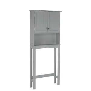 RiverRidge Ashland 27.44in W x 64.88in H x 7.81in D Gray OvertheToilet Storage - MadeInUSA