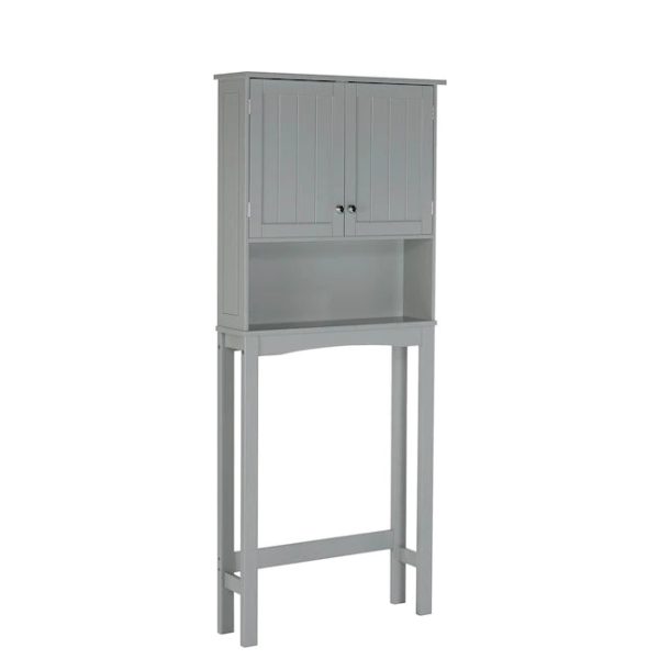 RiverRidge Ashland 27.44in W x 64.88in H x 7.81in D Gray OvertheToilet Storage - MadeInUSA