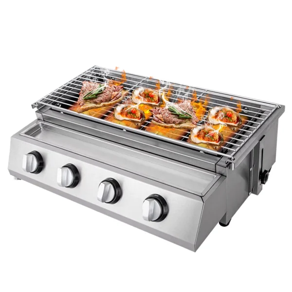 ZhdnBhnos 4-Burner BBQ Propane Gas Grill Stainless Steel Outdoor Camping Picnic Roast Smokeless Grill Portable Barbecue Griddle - MadeInUSA - Image 12