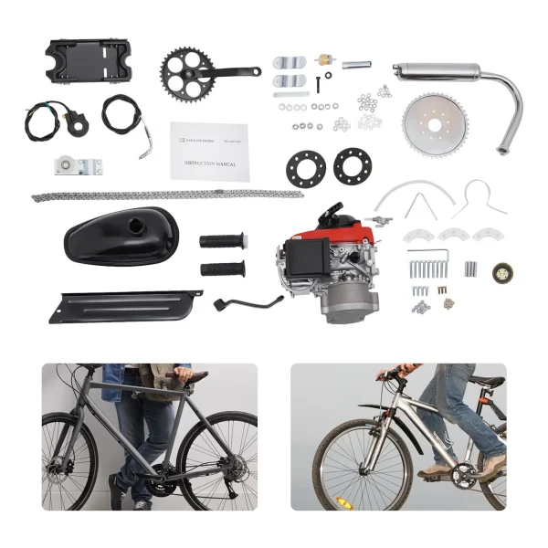 Anqidi Full Set 4-Stroke 53CC Bicycle Engine Kit Gas Motorized Bike Electric Bicycle Engine Motor Complete Kit Gasoline Powered Engine TCI Ignition 1.5KW 6800Rpm - MadeInUSA - Image 4