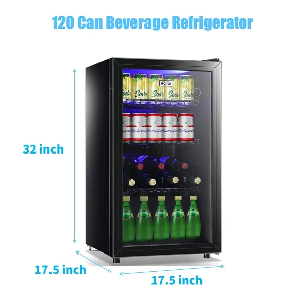 WANAI 120 Can Beverage Fridge & Cooler Small Mini Fridge Glass Door for Soda Beer or Wine for Home&Bar - MadeInUSA - Image 6